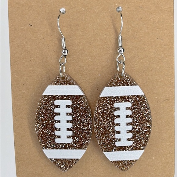 Acrylic Football Dangle Earrings - Picture 1 of 2